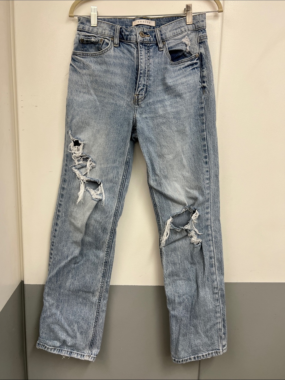 Eunina High-Rise Light Blue Distressed Thrashed Women's Jeans 5 Small